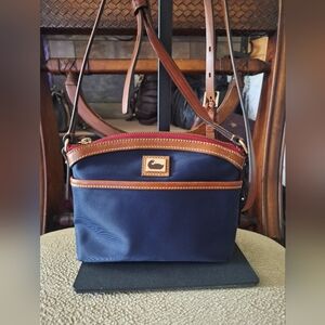 Dooney and Bourke Nylon with Leather Trim Crossbody in Navy